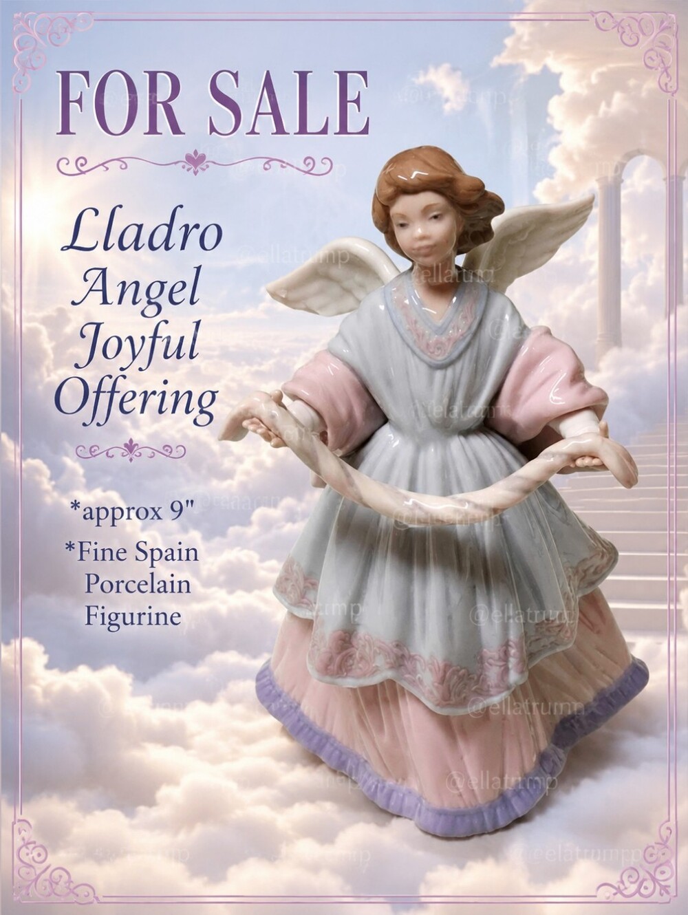 Lladro Angel Joyful Offering approx 9" Fine Spain Porcelain Figurine